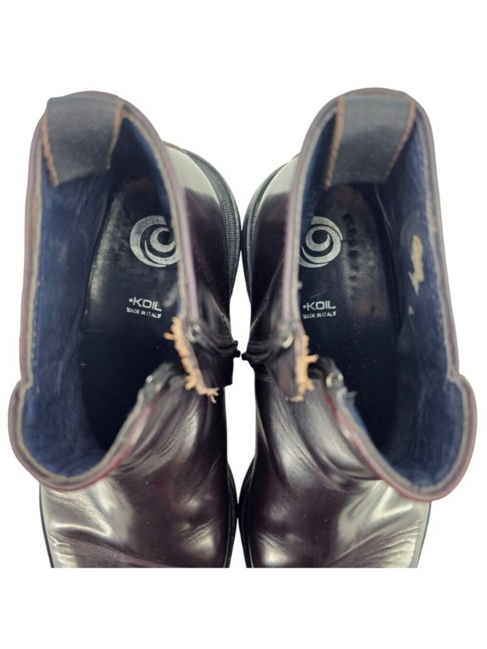 Koil Italy Men's size 11.5D Burgundy Leather Dress Shoes Zip Ankle Chelsea Boots - Picture 5 of 13